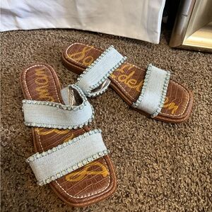 Sam Edelman Light Blue Sandals with Rhinestone Trim